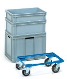 Eurokastenroller in offener Winkelstahlkonstruktion