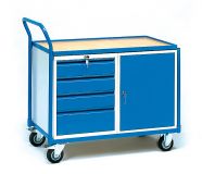 Tischwagen mit 1 Schrank und 4 Schubladen, umlaufender Rand